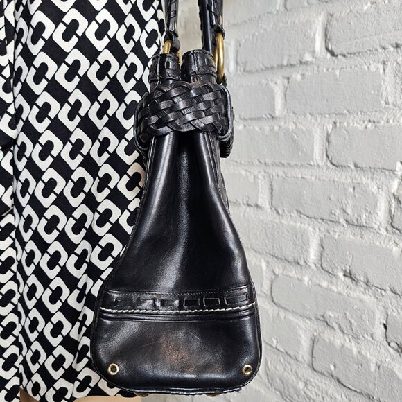 Coach Hamptons Leather Shoulder Bag Black Braided Strap Tassel Vintage - Picture 9 of 16